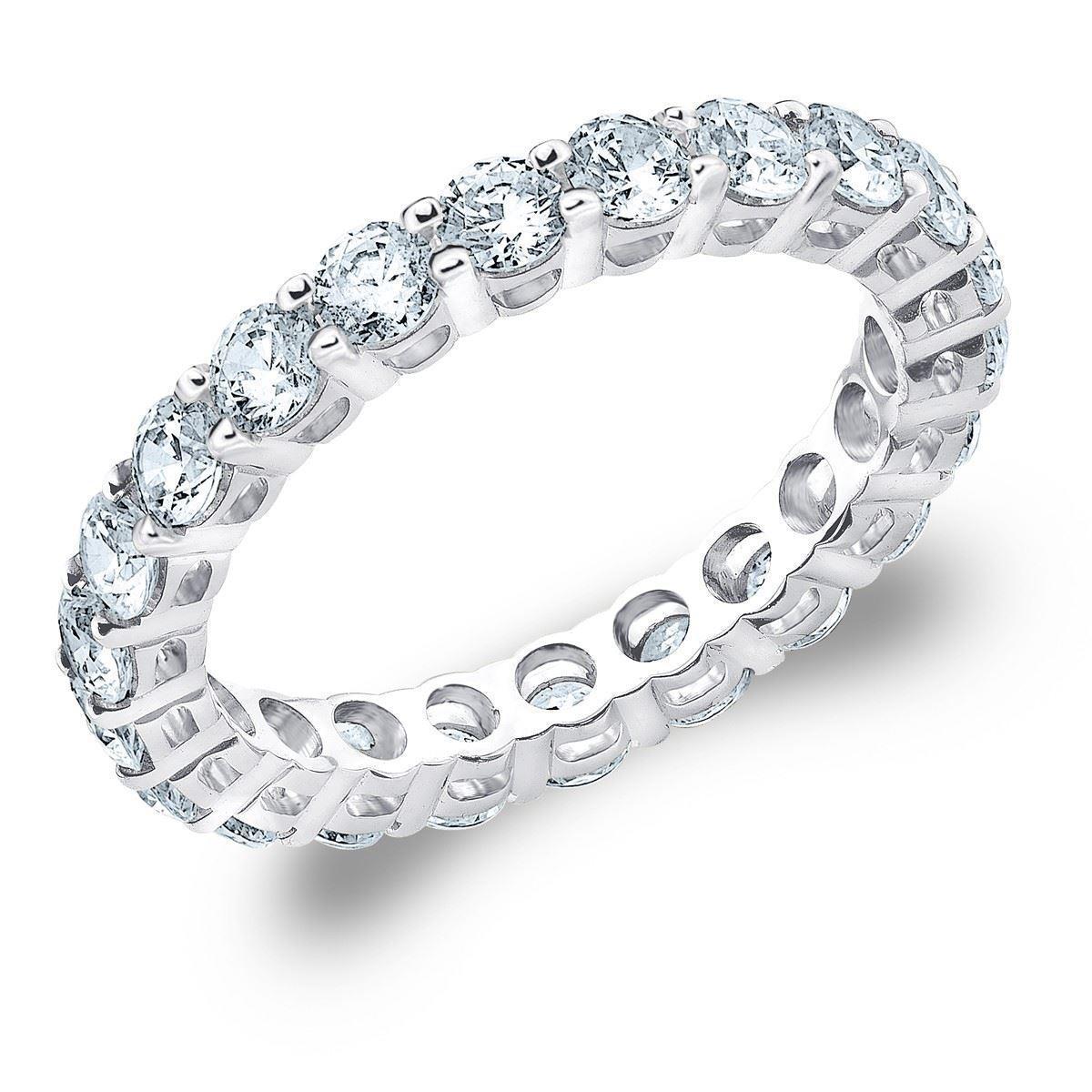 Fascia di fidanzamento eterno in oro bianco 14 kt con diamanti rotondi da 2,20 ct - harrychadent.it
