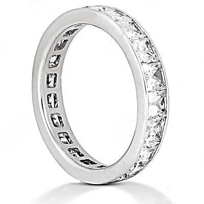 Fascia di fidanzamento per l'eternità con diamante principessa 4.40 ct. Oro bianco 14K - harrychadent.it