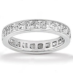 Fascia di fidanzamento per l'eternità con diamante principessa 4.40 ct. Oro bianco 14K