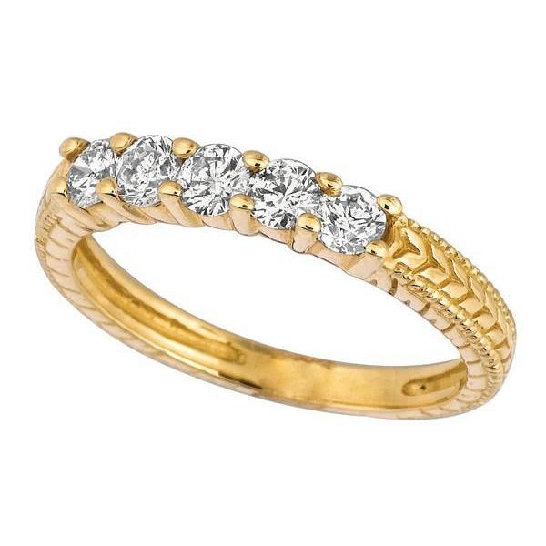 Fascia eterna in oro giallo con diamanti tondi da 0.50 carati stile vintage - harrychadent.it