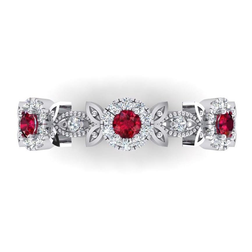 Fascia eterna rotonda con rubini rossi e diamanti. 1 carato. Milgrain. 5 mm di larghezza - harrychadent.it
