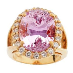 Fede Kunzite Ovale Rosa Con Diamante 25.75 Carati Oro Giallo