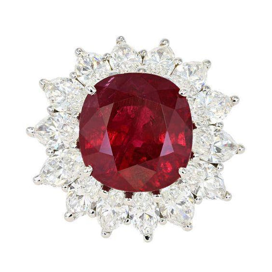 Fede Nuziale Granato Naturale Con Diamanti 13 Ct Oro Bianco 14K - harrychadent.it