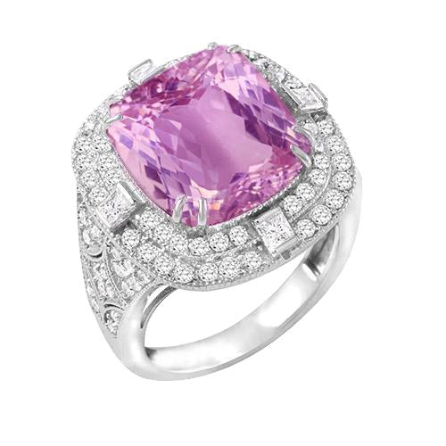 Fede Nuziale Kunzite E Diamanti 13.50 Carati Oro Bianco 14K - harrychadent.it