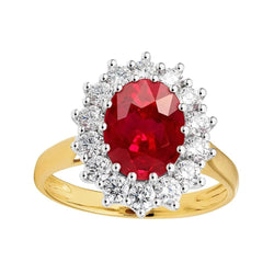 Fede Ovale Rosso Rubino Con Diamante 4.75 Carati Oro 14K