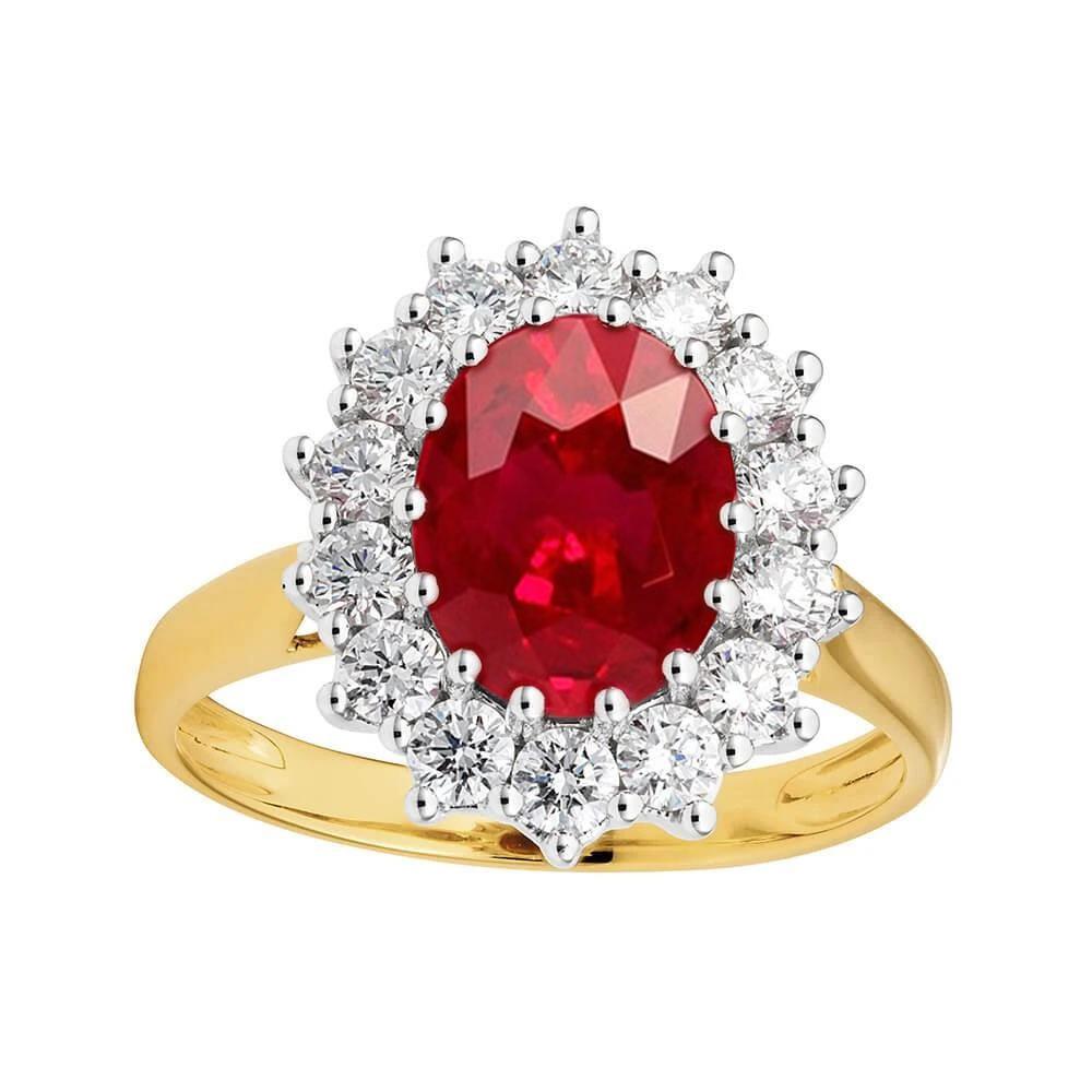 Fede Ovale Rosso Rubino Con Diamante 4.75 Carati Oro 14K - harrychadent.it