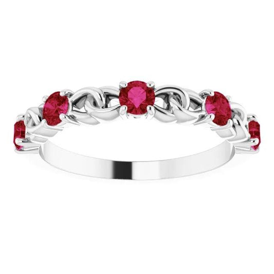 Fede nuziale 1 carato Burma Ruby 14K gioielli in oro bianco - harrychadent.it