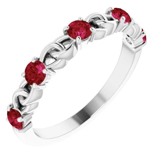 Fede nuziale 1 carato Burma Ruby 14K gioielli in oro bianco - harrychadent.it