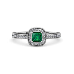 Fede nuziale 3 carati verde smeraldo con diamanti oro bianco 14K