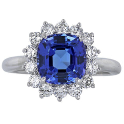 Fede Nuziale Asscher Con Tanzanite E Diamante Rotondo Da 3.25 Carati