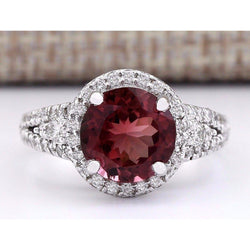 Fede nuziale Halo in oro bianco con tormalina e diamanti da 7.25 ct