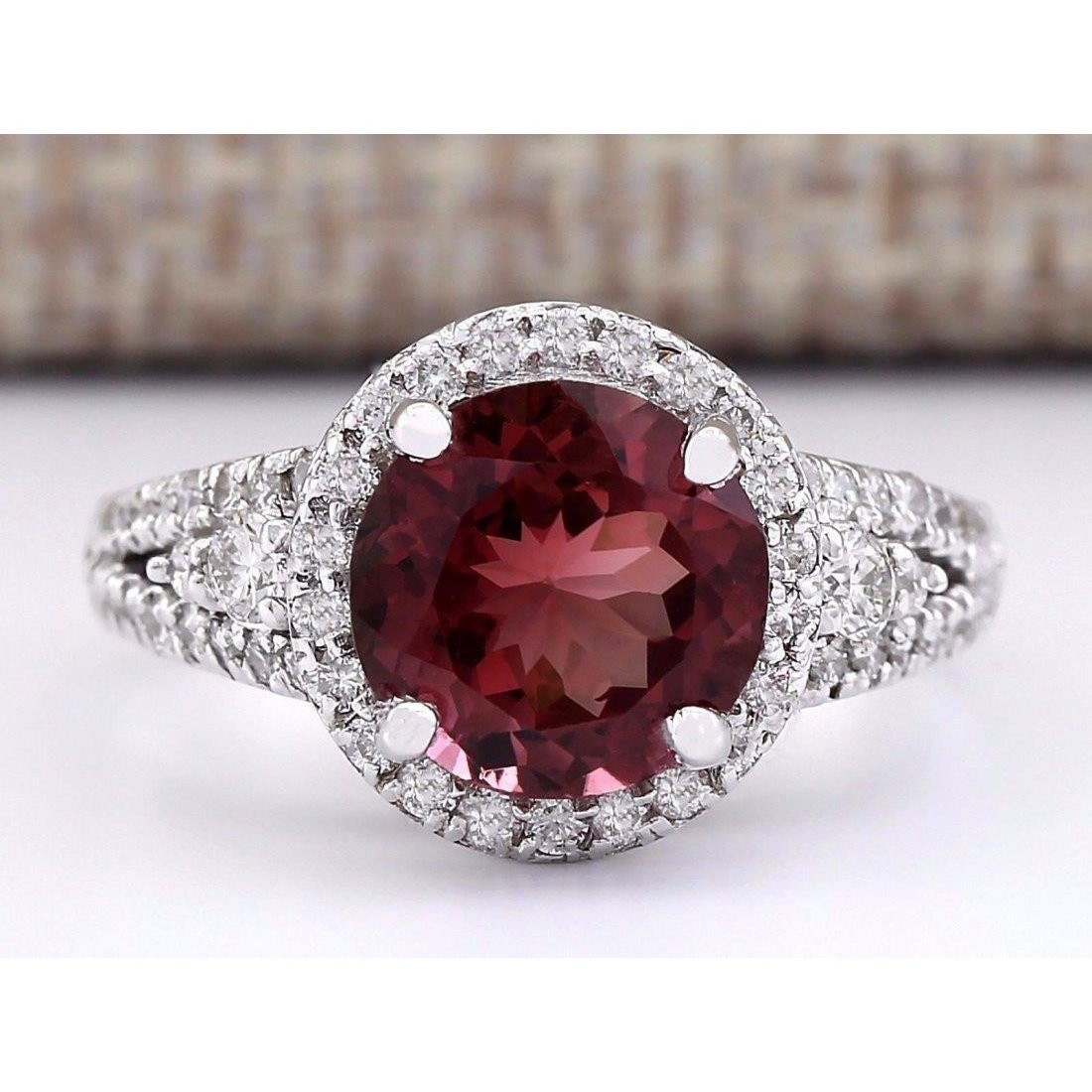 Fede nuziale Halo in oro bianco con tormalina e diamanti da 7.25 ct - harrychadent.it