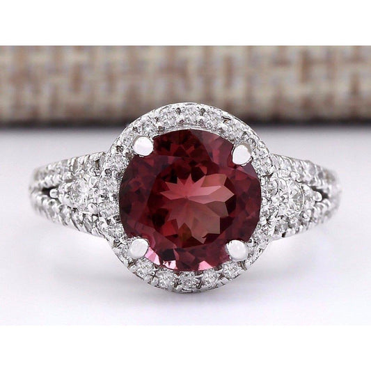 Fede nuziale Halo in oro bianco con tormalina e diamanti da 7.25 ct - harrychadent.it
