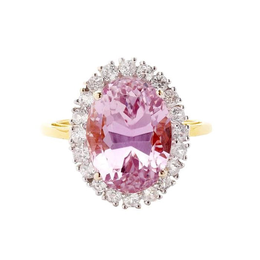 Fede nuziale Kunzite rosa taglio ovale con diamante rotondo 21.50 carati - harrychadent.it