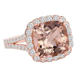 Fede nuziale Morganite e diamanti 15.75 ct oro rosa 14 carati