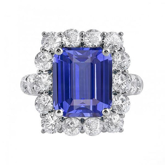 Halo Emerald Wedding Ring Ceylon Sapphire Flower Style 6 carati - harrychadent.it