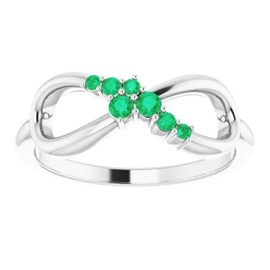 Fede nuziale colombiana verde smeraldo con diamante rotondo da 0,40 carati con oro bianco 14 carati - harrychadent.it