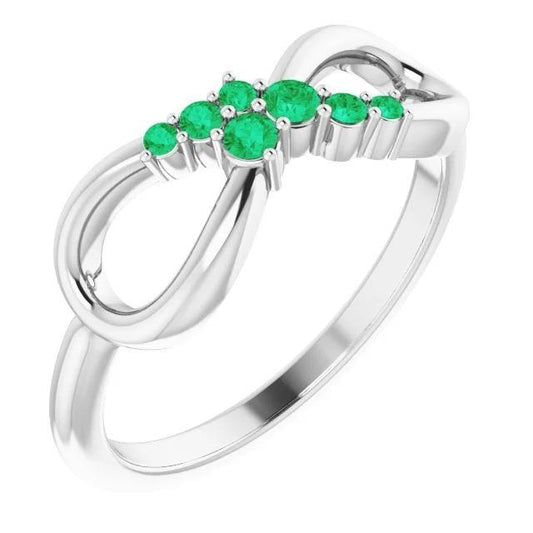 Fede nuziale colombiana verde smeraldo con diamante rotondo da 0,40 carati con oro bianco 14 carati - harrychadent.it