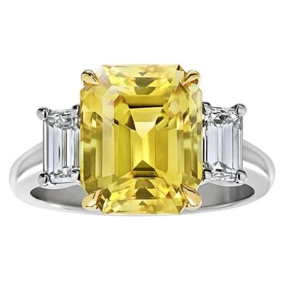 Fede nuziale con 3 pietre. 4.50 carati. zaffiro giallo e diamanti. oro 14k - harrychadent.it