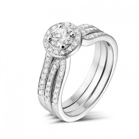 Fede nuziale con diamante brillante da 2.15 carati. oro bianco con gambo diviso 14K - harrychadent.it