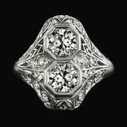 Fede nuziale con diamante taglio antico rotondo Milgrain stile antico 4,25 carati