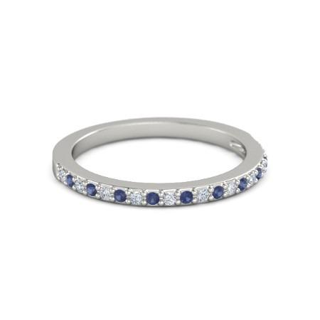 Fede nuziale con diamanti 0.60 carati con montatura a griffe con zaffiri blu - harrychadent.it