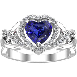 Fede nuziale con diamanti scintillanti gambo intrecciato zaffiro blu 3.50 carati