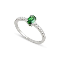 Fede nuziale con smeraldo verde da 3,5 ct e diamante