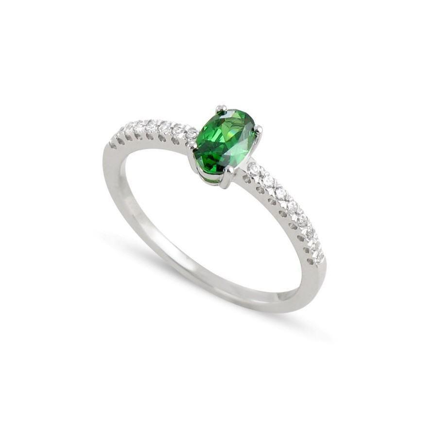 Fede nuziale con smeraldo verde da 3,5 ct e diamante - harrychadent.it