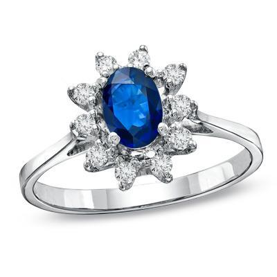 Anello nuziale in oro bianco 14 carati con zaffiro e diamanti dello Sri Lanka 2.50 carati - harrychadent.it