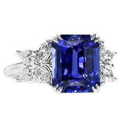 Fede nuziale con zaffiro stile farfalla blu brillante 3 carati e diamanti in oro bianco 14 carati