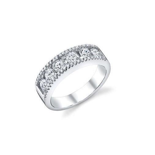 Fede nuziale da donna in oro bianco con diamanti rotondi scintillanti da 3.30 ct - harrychadent.it