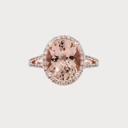 Fede nuziale in Morganite con diamanti. taglio ovale. 33.75 ct - harrychadent.it