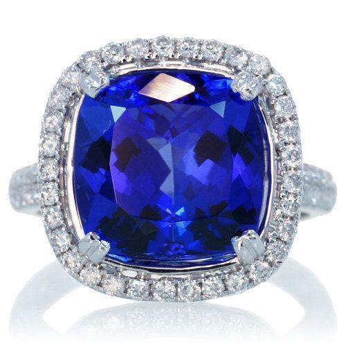 Fede nuziale in oro 14 kt con tanzanite a cuscino e diamante da 6.50 ct - harrychadent.it