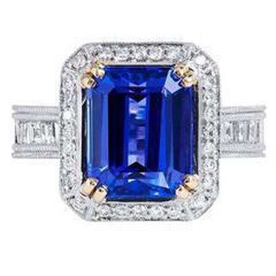 Fede nuziale in oro 14 kt con tanzanite grande e piccoli diamanti da 16.50 ct - harrychadent.it