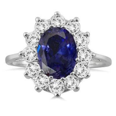 Fede nuziale in oro bianco 14 carati con diamanti in tanzanite blu da 11.75 ct - harrychadent.it