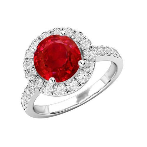 Fede nuziale in oro bianco 14 carati con rubini a taglio rotondo e diamanti da 4.50 ct - harrychadent.it