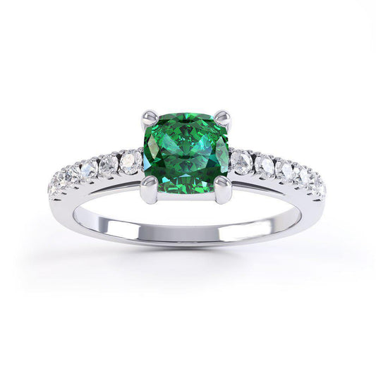 Fede nuziale in oro bianco 14 carati con smeraldo verde da 3,2 ct e diamante - harrychadent.it