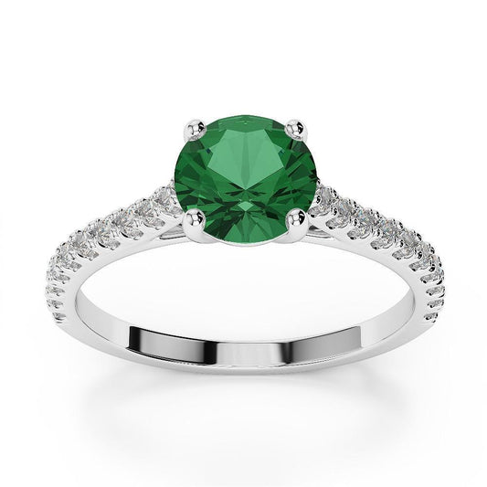 Fede nuziale in oro bianco 14 carati con smeraldo verde da 3,7 ct con diamante - harrychadent.it
