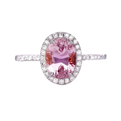 Fede nuziale in oro bianco 14 kt con Kunzite con diamanti incastonati da 16.40 ct