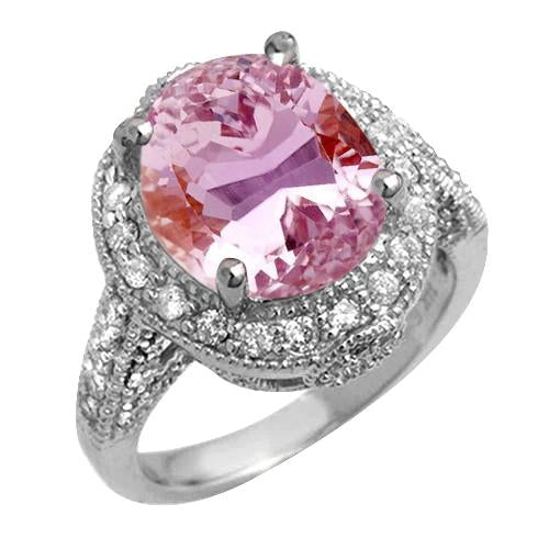 Fede nuziale in oro bianco 14 kt con kunzite rosa e diamanti a taglio ovale da 16 ct - harrychadent.it