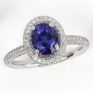 Fede nuziale in oro bianco 14 kt con tanzanite blu con diamanti 10.75 ct - harrychadent.it