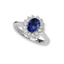 Fede nuziale in oro bianco 14 kt con tanzanite naturale e diamanti da 5.60 ct