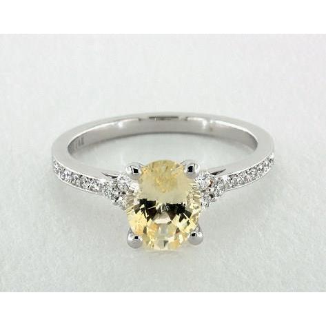 Fede nuziale in oro bianco 14 kt con zaffiro giallo e diamanti da 3.50 ct - harrychadent.it