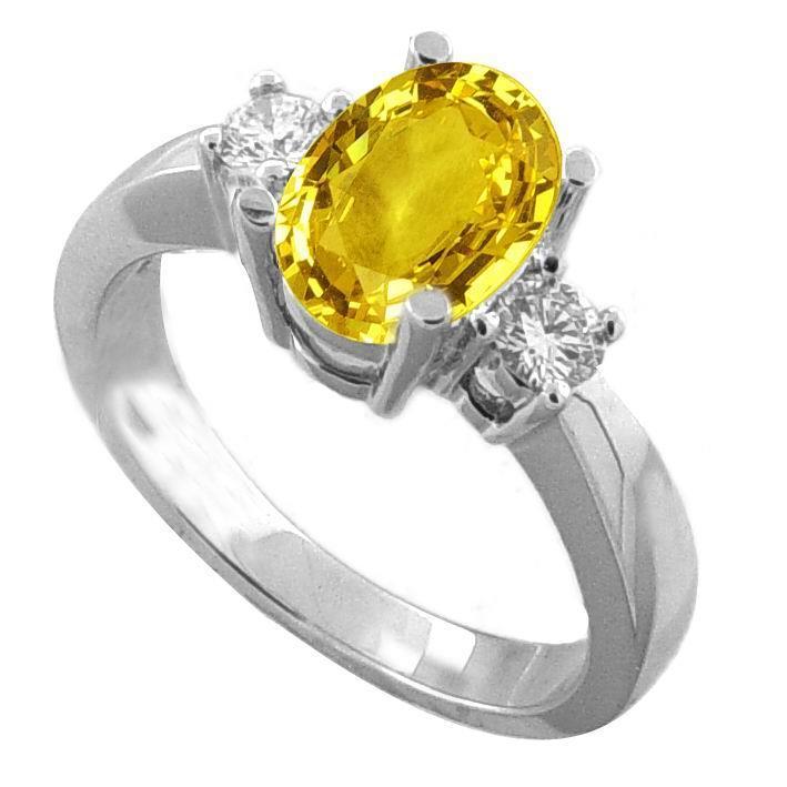 Fede nuziale in oro bianco 14 kt con zaffiro giallo e diamanti da 3.70 ct - harrychadent.it