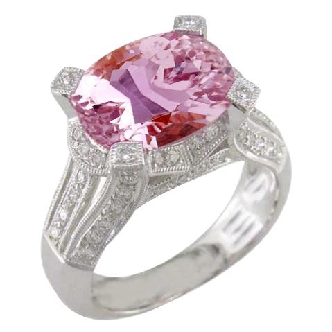 Fede nuziale in oro bianco 14K 21 Ct con Kunzite rosa e diamanti Novità - harrychadent.it