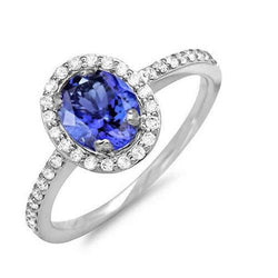 Fede nuziale in oro bianco 14K 3.10 carati con tanzanite e diamanti Novità