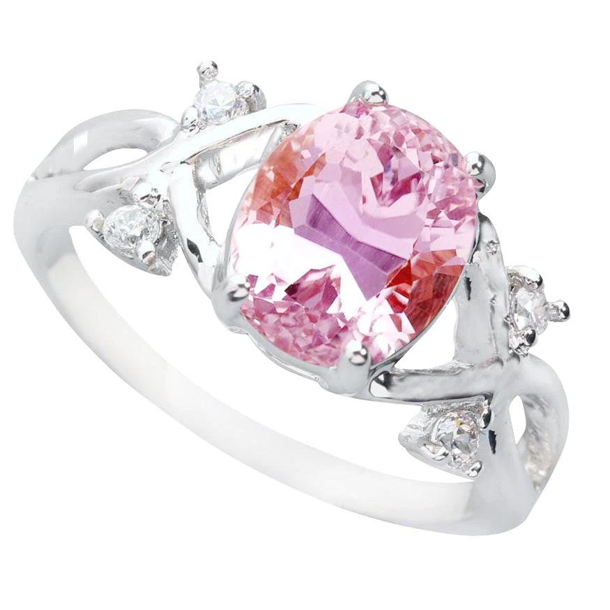 Fede nuziale in oro bianco 14K con Kunzite rosa e diamanti 32.60 carati - harrychadent.it