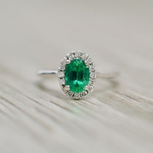 Fede nuziale in oro bianco 14 carati con diamante verde smeraldo verde taglio ovale da 3,2 ct - harrychadent.it