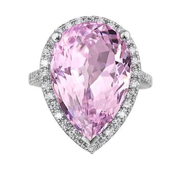 Fede nuziale in oro bianco con diamanti. Kunzite rosa da 20.40 ct. gioielli con pietre preziose - harrychadent.it